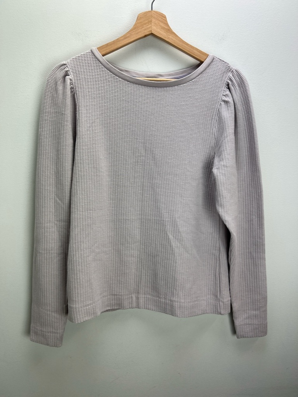 Lilla P Waffle Knit Puff Sleeve Top Purple Womens Small Sustainable New